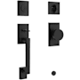 Baldwin La Jolla Sectional Single Cylinder Keyed Entry Handleset with Contemporary Interior Knob Satin Black