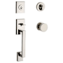 Baldwin La Jolla Standard C Keyway Single Cylinder Keyed Entry Handleset with Modern Knob and Modern Round Interior Trim for Thick Doors Lifetime Polished Nickel