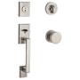 Baldwin La Jolla Standard C Keyway Single Cylinder Keyed Entry Handleset with Modern Knob and Modern Round Interior Trim for Thick Doors Satin Nickel