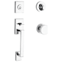 Baldwin La Jolla SmartKey Single Cylinder Keyed Entry Handleset with Modern Knob and Modern Round Interior Trim from the Reserve Collection Polished Chrome