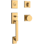 Baldwin La Jolla Sectional Single Cylinder Keyed Entry Handleset with Interior Contemporary Knob for Thick Doors Lifetime Satin Brass