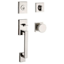 Baldwin La Jolla SmartKey Single Cylinder Keyed Entry Handleset with Modern Knob and Modern Square Interior Trim for Thick Doors Lifetime Polished Nickel