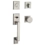 Baldwin La Jolla SmartKey Single Cylinder Keyed Entry Handleset with Modern Knob and Modern Square Interior Trim for Thick Doors Satin Nickel