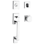 Baldwin La Jolla Sectional Single Cylinder Keyed Entry Handleset with Interior Contemporary Knob for Thick Doors Polished Chrome