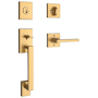 Baldwin La Jolla Sectional Single Cylinder Keyed Entry Handleset with Interior Square Lever Lifetime Satin Brass