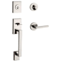 Baldwin La Jolla SmartKey Single Cylinder Keyed Entry Handleset with Square Lever and Contemporary Round Interior Trim from the Reserve Collection Lifetime Polished Nickel