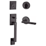 Baldwin La Jolla SmartKey Single Cylinder Keyed Entry Handleset with Square Lever and Contemporary Round Interior Trim from the Reserve Collection Venetian Bronze
