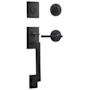 Baldwin La Jolla SmartKey Single Cylinder Keyed Entry Handleset with Square Lever and Contemporary Round Interior Trim from the Reserve Collection Satin Black