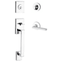 Baldwin La Jolla SmartKey Single Cylinder Keyed Entry Handleset with Square Lever and Contemporary Round Interior Trim from the Reserve Collection Polished Chrome