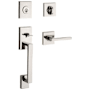 Baldwin La Jolla Sectional Single Cylinder Keyed Entry Handleset with Interior Square Lever Lifetime Polished Nickel