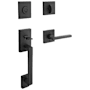 Baldwin La Jolla SmartKey Single Cylinder Keyed Entry Handleset with Square Lever and Contemporary Square Interior Trim from the Reserve Collection Satin Black