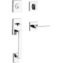 Baldwin La Jolla SmartKey Single Cylinder Keyed Entry Handleset with Square Lever and Contemporary Square Interior Trim from the Reserve Collection Polished Chrome