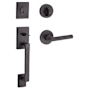 Baldwin La Jolla Standard C Keyway Single Cylinder Keyed Entry Handleset with Tube Lever and Contemporary Round Interior Trim from the Reserve Collection Venetian Bronze