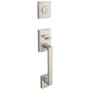 Baldwin La Jolla Standard C Keyway Single Cylinder Keyed Entry Handleset with Tube Lever and Contemporary Round Interior Trim from the Reserve Collection Satin Nickel