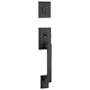 Baldwin La Jolla Standard C Keyway Single Cylinder Keyed Entry Handleset with Tube Lever and Contemporary Round Interior Trim from the Reserve Collection Satin Black