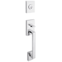Baldwin La Jolla Standard C Keyway Single Cylinder Keyed Entry Handleset with Tube Lever and Contemporary Round Interior Trim from the Reserve Collection Polished Chrome