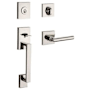 Baldwin La Jolla SmartKey Single Cylinder Keyed Entry Handleset with Tube Lever and Contemporary Square Interior Trim from the Reserve Collection Lifetime Polished Nickel