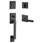 Baldwin La Jolla SmartKey Single Cylinder Keyed Entry Handleset with Tube Lever and Contemporary Square Interior Trim from the Reserve Collection Venetian Bronze