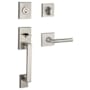 Baldwin La Jolla SmartKey Single Cylinder Keyed Entry Handleset with Tube Lever and Contemporary Square Interior Trim from the Reserve Collection Satin Nickel