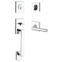 Baldwin La Jolla SmartKey Single Cylinder Keyed Entry Handleset with Tube Lever and Contemporary Square Interior Trim from the Reserve Collection Polished Chrome