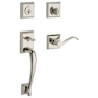 Baldwin Napa Right Handed Standard C Keyway Single Cylinder Keyed Entry Handleset with Traditional Square Rose and Curve Lever on Interior Polished Nickel