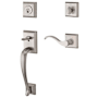 Baldwin Napa Right Handed Standard C Keyway Single Cylinder Keyed Entry Handleset with Traditional Square Rose and Curve Lever on Interior Satin Nickel