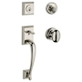 Baldwin Napa Standard C Keyway Single Cylinder Keyed Entry Handleset with Traditional Round Rose and Ellipse Knob on Interior Lifetime Polished Nickel