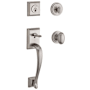 Baldwin Napa Standard C Keyway Single Cylinder Keyed Entry Handleset with Traditional Round Rose and Ellipse Knob on Interior Satin Nickel
