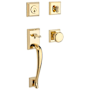 Baldwin Napa Standard C Keyway Single Cylinder Keyed Entry Handleset with Traditional Square Rose and Round Knob on Interior Lifetime Polished Brass