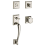 Baldwin Napa Standard C Keyway Single Cylinder Keyed Entry Handleset with Traditional Square Rose and Round Knob on Interior Polished Nickel