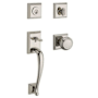 Baldwin Napa SmartKey Single Cylinder Keyed Entry Handleset with Traditional Square Rose and Traditional Knob on Interior Lifetime Polished Nickel