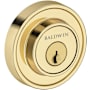 Baldwin Recessed Round Solid Brass Single Cylinder Keyed Entry Deadbolt from the Reserve Collection Non-Lacquered Brass