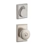 Baldwin Rustic Single Cylinder Keyed Entry Door Knob Set and Deadbolt Combo from the Reserve Collection White Bronze