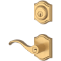 Baldwin Curve Left Handed Single Cylinder Keyed Entry Door Lever Set and Deadbolt Combo from the Reserve Collection Lifetime Satin Brass