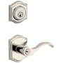 Baldwin Curve Left Handed Single Cylinder Keyed Entry Door Lever Set and Deadbolt Combo from the Reserve Collection Polished Nickel