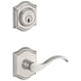 Baldwin Curve Left Handed Single Cylinder Keyed Entry Door Lever Set and Deadbolt Combo from the Reserve Collection Satin Nickel