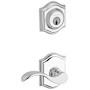 Baldwin Curve Left Handed Single Cylinder Keyed Entry Door Lever Set and Deadbolt Combo from the Reserve Collection Polished Chrome