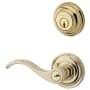 Baldwin Curve Left Handed Single Cylinder Keyed Entry Door Lever Set and Deadbolt Combo from the Reserve Collection Lifetime Polished Brass