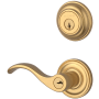 Baldwin Curve Left Handed Single Cylinder Keyed Entry Door Lever Set and Deadbolt Combo from the Reserve Collection Lifetime Satin Brass