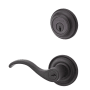 Baldwin Curve Left Handed Single Cylinder Keyed Entry Door Lever Set and Deadbolt Combo from the Reserve Collection Venetian Bronze
