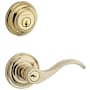 Baldwin Curve Single Cylinder Keyed Entry Door Lever Set and Deadbolt Combo from the Reserve Collection Lifetime Polished Brass