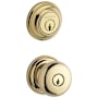 Baldwin Round Single Cylinder Keyed Entry Door Knob Set and Deadbolt Combo from the Reserve Collection Lifetime Polished Brass