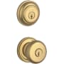 Baldwin Round Single Cylinder Keyed Entry Door Knob Set and Deadbolt Combo from the Reserve Collection Lifetime Satin Brass