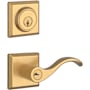 Baldwin Curve Right Handed Single Cylinder Keyed Entry Door Lever Set and Deadbolt Combo from the Reserve Collection Lifetime Satin Brass
