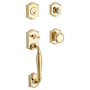 Baldwin Westcliff Sectional Single Cylinder Keyed Entry Handleset with Interior Traditional Knob Lifetime Polished Brass