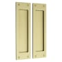 Baldwin Santa Monica Passage Pocket Door Set with Door Pull from the Estate Collection Satin Brass and Brown