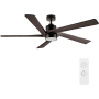 Bellevue Aurelius 64" 5 Blade Indoor Smart LED Ceiling Fan with Remote Control Black / Walnut