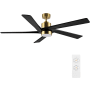 Bellevue Aurelius 54" 5 Blade Indoor Smart LED Ceiling Fan with Remote Control Gold / Black