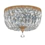 Bellevue 3 Light 12" Wide Flush Mount Ceiling Fixture with Crystal Shades Brass
