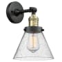 Bellevue Walter 8" Wide Bathroom Sconce with Clear Seedy Glass Shade Black Antique Brass